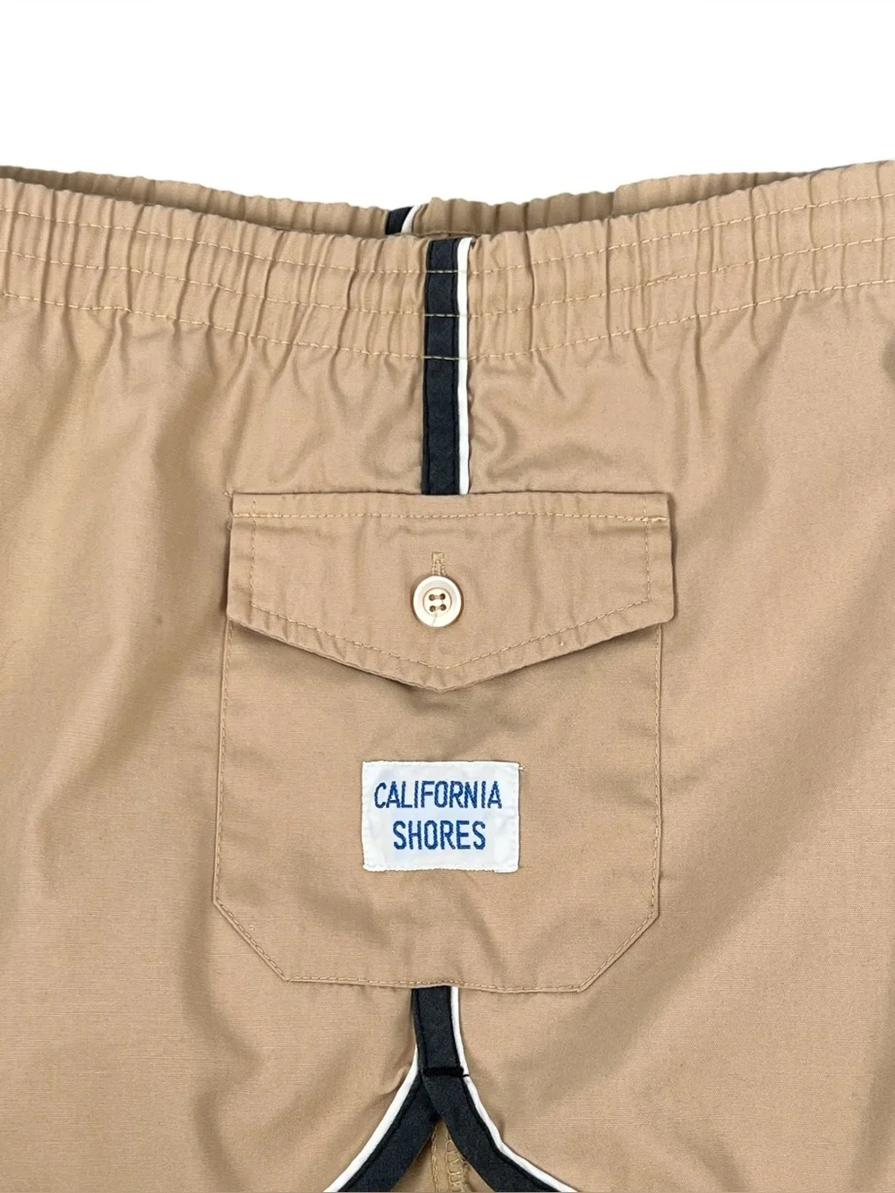 Vintage 70s/80s Men’s California Shores Tan Swim Trunks Shorts 2” Inseam Size M